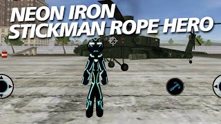 Neon Iron Stickman Rope Hero C Gameplay Android [upl. by Friedrick]