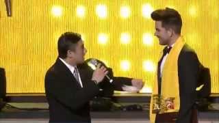 Adam Lambert Accepts Best Intl Male Vocalist Award HuaDing Awards 2013 Shanghai HD [upl. by Ardnued]