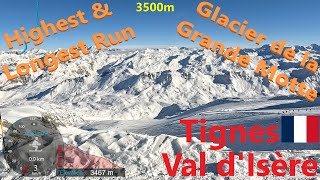 4K Skiing Val d’Isère Tignes Grande Motte Glacier  Highest and Longest Run France GoPro HERO11 [upl. by Assina]