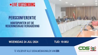 PERSCONFERENTIE HOOFDPUNTEN UIT DE REGERINGSRAAD VERGADERING 24 JULI 2024 [upl. by Rasaec]