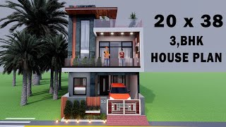 New house elevation20 by 38 car parking house2038 ghar ka naksha20x38 letist design3D home [upl. by Pruchno373]