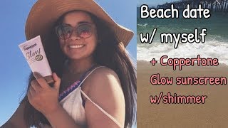 Beach date w myself  Coppertone Glow sunscreen review [upl. by Kissel]