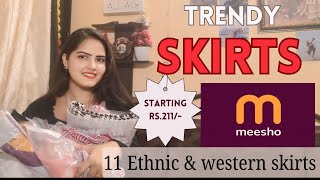 Trendy SKIRTS 💖 From MEESHO ethnic amp Western। honest review। Tryon haul 😍 [upl. by Aikam]