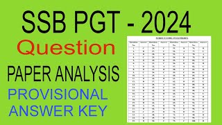 SSB PGT  2024 QUESTIONS PAPER ANALYSIS [upl. by Stephenie]