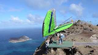 Dave Goto launches his hang glider at Makapuu Oahu [upl. by Aneis]