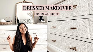 DRESSER MAKEOVER DIY with Wallpaper [upl. by Leigha140]