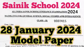 Sainik school class 9 paper 2024  Class 9 Sainik School model paper 2024 [upl. by Anaiq]