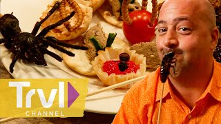 Eating a Plate FULL of Bugs  Bizarre Foods with Andrew Zimmern  Travel Channel [upl. by Llerot]