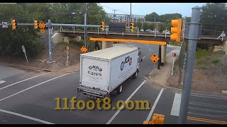 Boxtruck crash sprays debris at the 11foot8 bridge [upl. by Alcott]