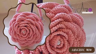 Pola yang pas crochet bag rose part 2 3 [upl. by Ayama]