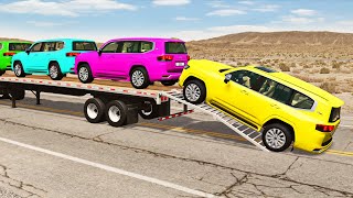 Flatbed Truck Mcqueen  Transportation with Truck  Pothole vs Car 179  BeamNGDrive [upl. by Ausoj746]