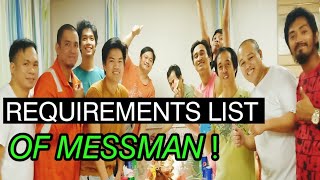 MESSMAN REQUIREMENTS LIST  ANUANO ANG KUKUNIN NA TRAINING [upl. by Brunhilda]