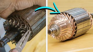 Rewinding An Old Tractor Starter Motor Armature [upl. by Aerona349]