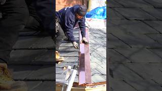 Slate roof copper ridge install [upl. by Eednak158]