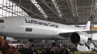 Roll In Event  Lufthansa Cargo Boeing 777F quotGood Day USAquot [upl. by Ettena480]