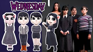 Wednesday Addams VS Gomez Addams VS Morticia Addams vs pugsley addam makeover by my talking Angela 2 [upl. by Annasus]