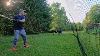 Batting Practice With The Jugs Lite Flite Pitching Machine With Power Alley 22ft Batting Cage [upl. by Abihsot116]