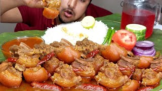 MUKBANG EATING AND RECIPE  VERY SPICY CHILLI PORK RIBS amp PORK BELLY CURRY WITH RICE AND SALAD HG [upl. by Moishe851]