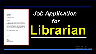 Job application for Librarian  Job letter for employment in Library  Cover letter for Librarian [upl. by Pazit220]