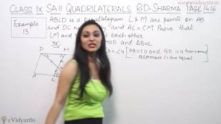 Example 13 Page No1416  Quadrilaterals RD Sharma Maths Class 9th [upl. by Ikey]