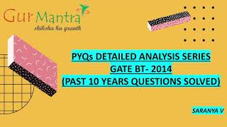 GATE BT 2014 Paper Discussion  Solved PYQs GATE BT Questions  GurMantra [upl. by Ellinet]