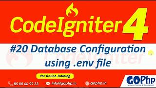 20 Database Configuration by using env file  CodeIgniter 4 Tutorials [upl. by Dixil459]