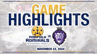 Norfolk Admirals at Reading Royals  HIGHLIGHTS  1122 24 [upl. by Laks631]