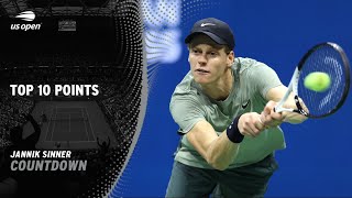 Jannik Sinner Top 10 Points  2024 US Open [upl. by Damien]