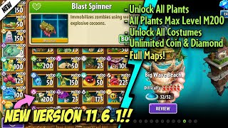 Plants Vs Zombies 2 Unlock All Plants Max Level M200 1161 Full Maps Unlimited Diamond  PvZ2 [upl. by Nahgem]