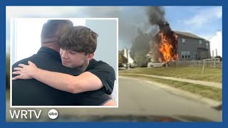 Neighbor saves teen from fiery crash [upl. by Eeznyl]