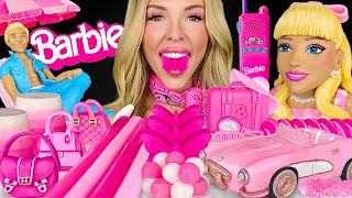 ASMR BARBIE DESSERTS MUKBANG PINK CORVETTE EDIBLE BUTTERFLY LEMON JELLO SHOTS BARBIE GIVEAWAY 먹방 [upl. by Latoniah]