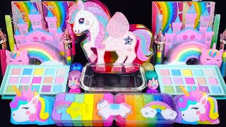 Unicorn Rainbow Slime Mixing Random Cuteshiny things into slime ASMR Satisfying slimevideos 슬라임 [upl. by Silvanus787]