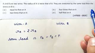 Physics  Class 11  Pyq mechanical properties of solids A and B are two wires  Neet  Jee [upl. by Rep560]