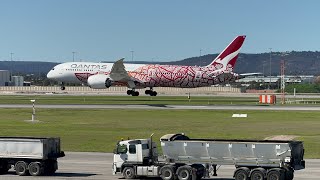 Qantas 10 Boeing 7879 Yam Dreaming Livery landing at Perth after 17 hours flight from London [upl. by Epotimet718]