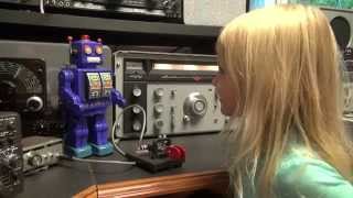 Barney Robot Sending Morse Code Kids learning name old school [upl. by Orozco]