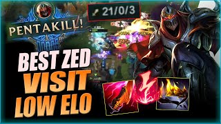 FANREN ZED VISIT LOW ELO  INSANE PENTAKILL   ZED VS VEIGAR [upl. by Edette]