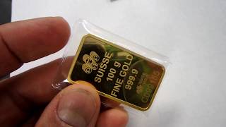 100 Gram Pure Gold Bar  24K  9999 Fine Swiss Gold Bar PAMP [upl. by Aianat]