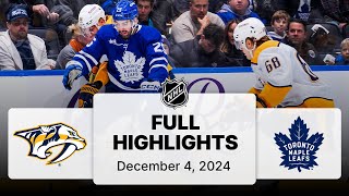 NHL Highlights  Predators vs Maple Leafs  December 04 2024 [upl. by Abramson892]