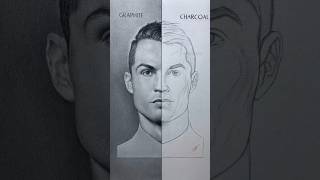 Graphite vs charcoal pencil ✏️  graphitepencil charcoalpencils ronaldo art viral [upl. by Aubyn]