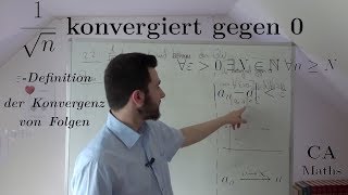 Epsilon Definition Konvergenz Folge 1 durch Wurzel aus n  Erklärung Beweis Analysis [upl. by Avle899]