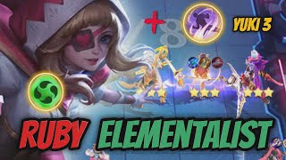 HYPER RUBY ELEMENTALIST  YUKI 3 DEAL 100K DAMAGE  MAGIC CHESS MLBB [upl. by Ellary255]