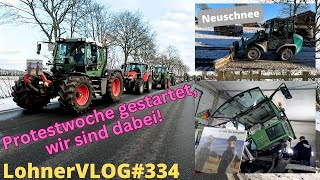 LohnerVLOG334 Wir Landwirte sind auf der Straße und demonstrieren I Fendt Xylon 524 Wartung Schnee [upl. by Havener]