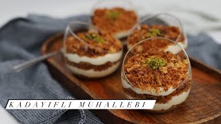 kavrulmadan bardakda Kadayıflı Muhallebi tatlısı  Türkischer Sahnepudding mit Teigfäden [upl. by Lakin]