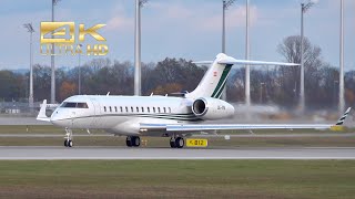 4K Bombardier Global 6000 from Avcon Jet OEIMB departure at Munich Airport MUC EDDM [upl. by Annatnom]