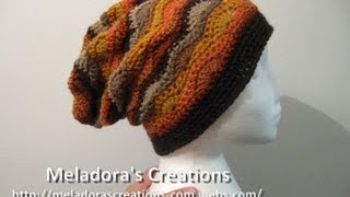 Wavy Stitch Slouch Hat  Left Handed Crochet Tutorial Old Tutorial [upl. by Encratia]