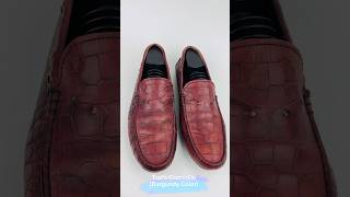 Tods Mens Crocodile Driving Burgundy Shoes Size 44445 Made in Italy tods [upl. by Valentino]