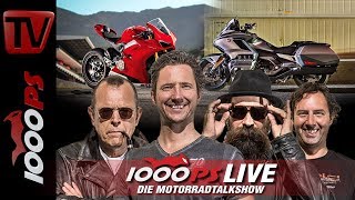 1000PS Live  Die Motorradtalkshow  Panigale V4 und Goldwing im Test [upl. by Bryna]