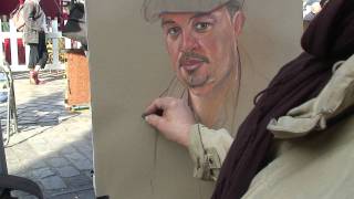 A Pastel portrait demonstration by place du tertre artist Agnes mpg [upl. by Engracia]