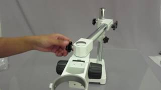 Microscope Expert  Unboxing and setting up the AmScope SAW Stereo Microscope Boom Stand [upl. by Aynom]