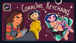 Drawing CORALINE Keychains in MY STYLE [upl. by Lecia]